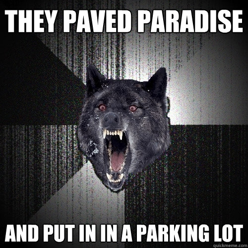 They paved paradise and put in in a parking lot  Insanity Wolf