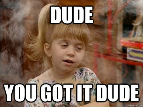 dude you got it dude - dude you got it dude  High Michelle Tanner