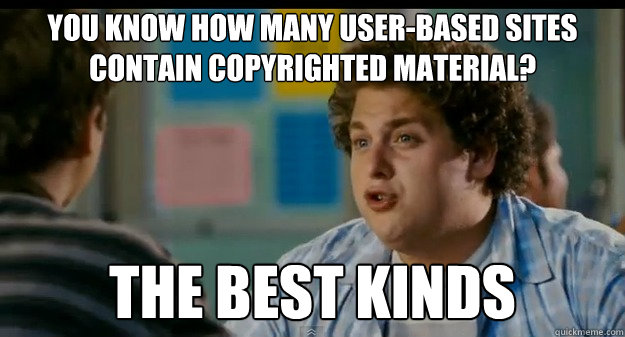 You know how many user-based sites contain copyrighted material? The Best Kinds  
