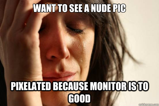 Want to see a nude pic pixelated because monitor is to good  First World Problems