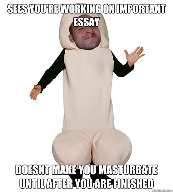 Sees you're working on important essay doesnt make you masturbate until after you are finished  