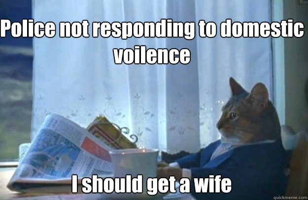 Police not responding to domestic voilence I should get a wife  Sophisticated Cat