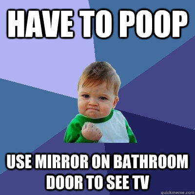 Have to poop Use mirror on bathroom door to see TV - Have to poop Use mirror on bathroom door to see TV  Success Kid