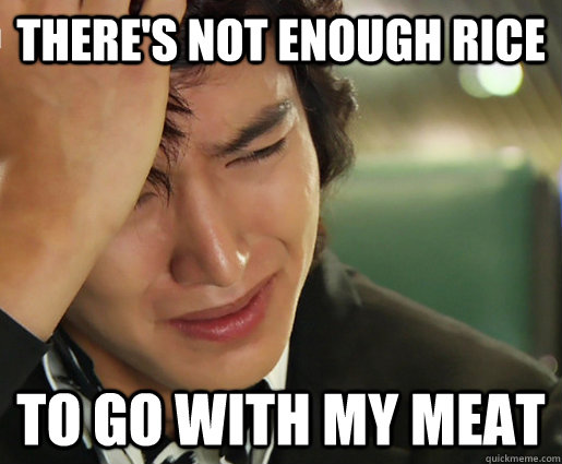 there's not enough rice to go with my meat - there's not enough rice to go with my meat  First World Asian Problems
