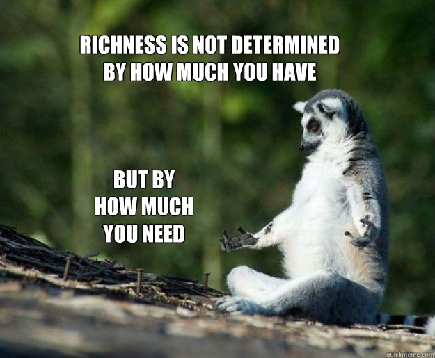 richness is not determined 
by how much you have  but by 
how much
you need - richness is not determined 
by how much you have  but by 
how much
you need  Misc