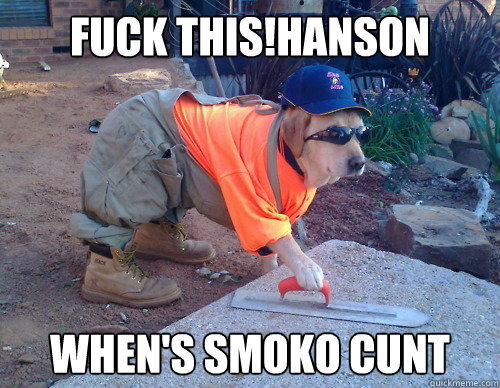 Fuck This!Hanson when's smoko cunt  Construction Dog