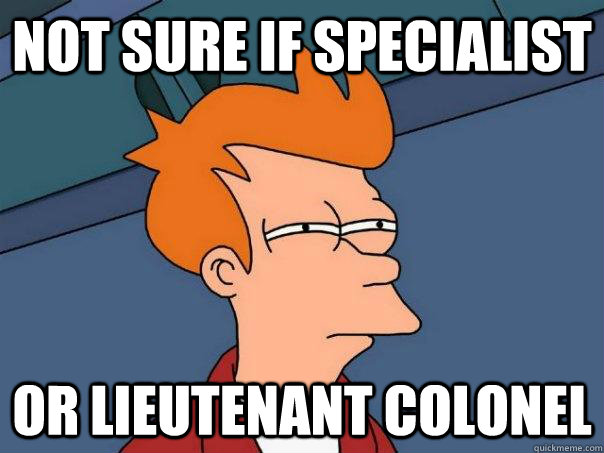 Not sure if Specialist Or Lieutenant Colonel - Not sure if Specialist Or Lieutenant Colonel  Futurama Fry
