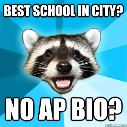 BEST SCHOOL IN CITY? NO AP BIO?  Lame Pun Coon