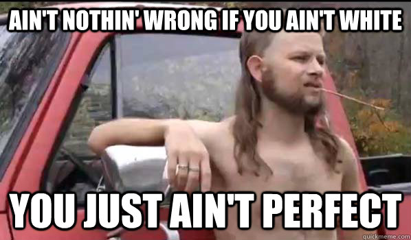 Ain't Nothin' wrong if you ain't white You just ain't perfect  Almost Politically Correct Redneck