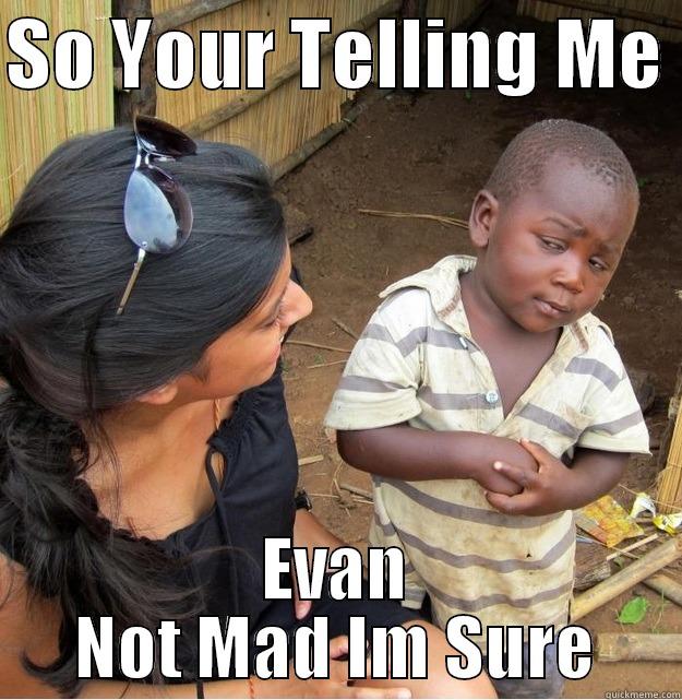SO YOUR TELLING ME  EVAN NOT MAD IM SURE Skeptical Third World Kid