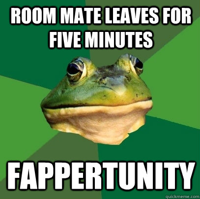 Room mate leaves for five minutes fappertunity  Foul Bachelor Frog