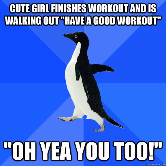 cute girl finishes workout and is walking out 