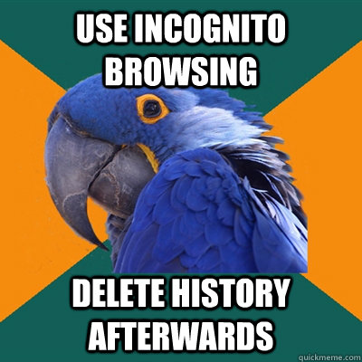 use incognito browsing delete history afterwards  Paranoid Parrot