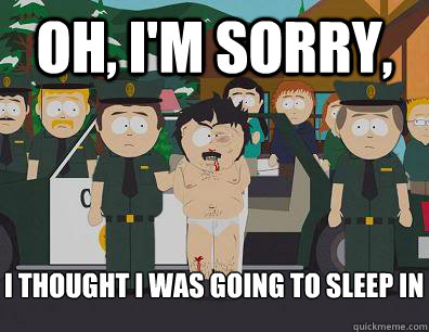 Oh, I'm sorry, i thought i was going to sleep in  Randy Marsh Sim