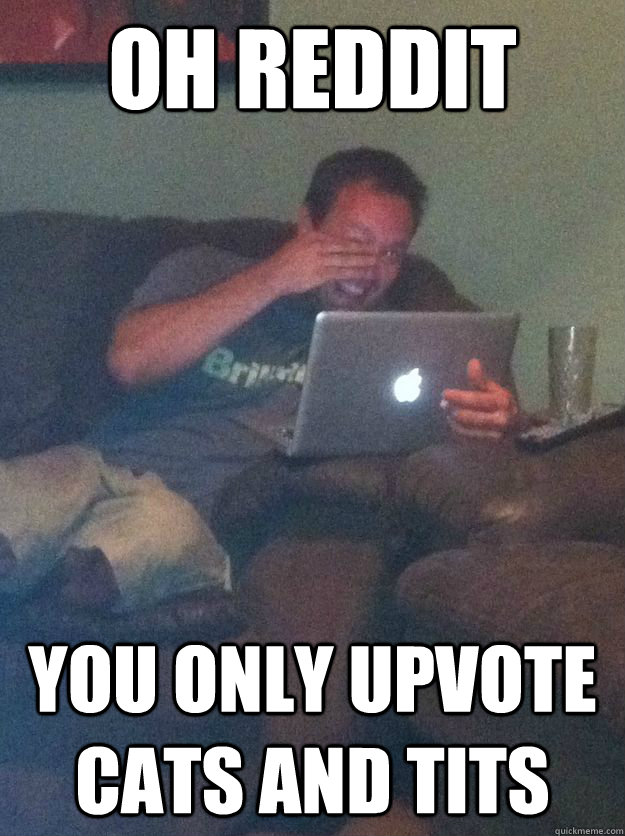 OH REDDIT YOU ONLY UPVOTE CATS and tits  Reddit Meme Dad