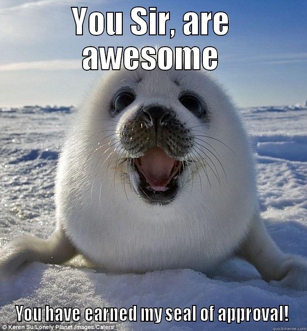 YOU SIR, ARE AWESOME YOU HAVE EARNED MY SEAL OF APPROVAL! Easily Pleased Seal