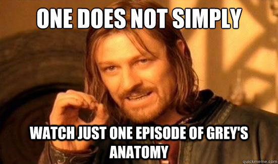 One Does Not Simply watch just one episode of grey's anatomy  Boromir