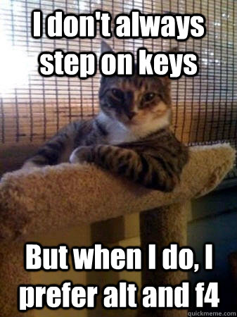 I don't always step on keys But when I do, I prefer alt and f4  The Most Interesting Cat in the World