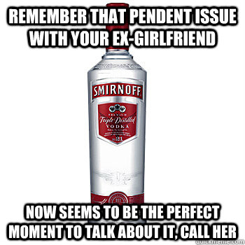 remember that pendent issue with your ex-girlfriend now seems to be the perfect moment to talk about it, call her  