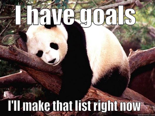I HAVE GOALS I'LL MAKE THAT LIST RIGHT NOW   Procrastination Panda