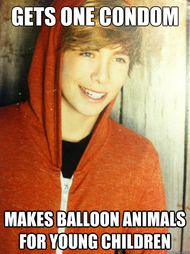 gets one condom makes balloon animals for young children   