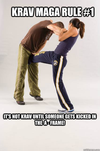 Krav Maga Rule #1 It's not Krav until someone gets kicked in the  A - Frame! - Krav Maga Rule #1 It's not Krav until someone gets kicked in the  A - Frame!  Rule 1