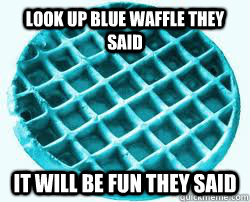 look up blue waffle they said it will be fun they said  Blue waffle lies