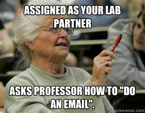 assigned as your lab partner asks professor how to 