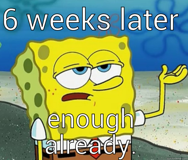 6 WEEKS LATER ENOUGH ALREADY. Tough Spongebob