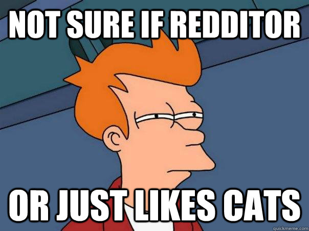not sure if redditor or just likes cats  Futurama Fry