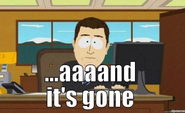  ...AAAAND IT'S GONE aaaand its gone
