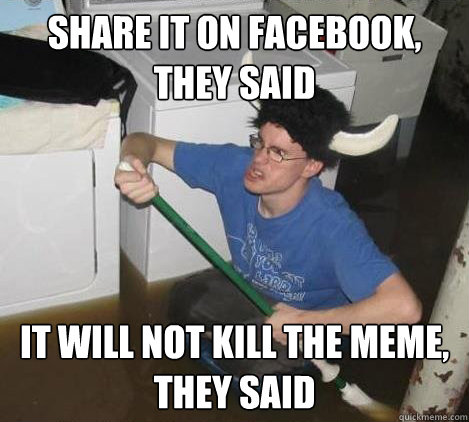 Share it on facebook, they said It will not kill the meme, they said  They said