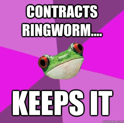 Contracts ringworm.... keeps it   Foul Bachelorette Frog