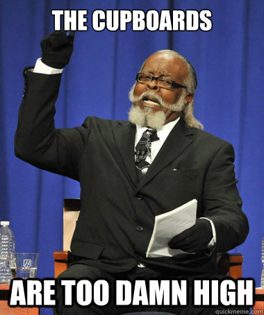 the cupboards are too damn high  The Rent Is Too Damn High