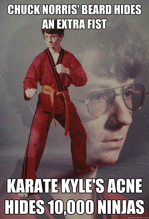 CHUCK NORRIS' BEARD HIDES AN EXTRA FIST KARATE KYLE'S ACNE HIDES 10,000 NINJAS  Karate Kyle