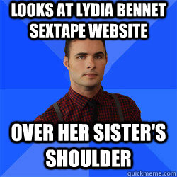 Looks at Lydia Bennet sextape website over her sister's shoulder  Socially Awkward Darcy