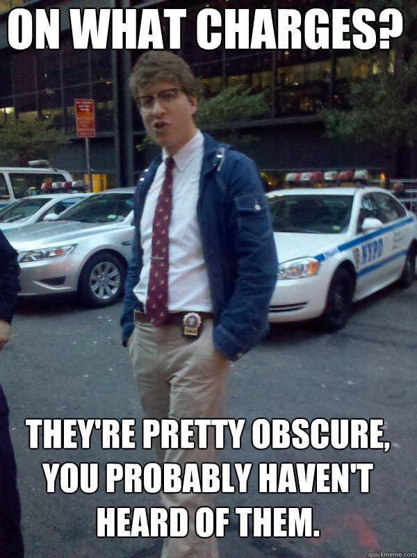 On what charges? They're pretty obscure, you probably haven't heard of them.  Hipster Cop