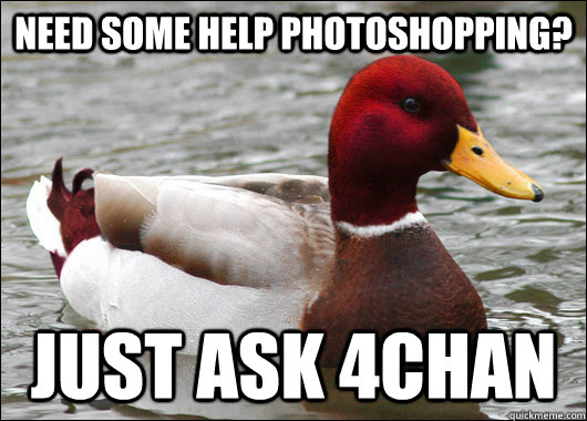 Need some help photoshopping? just ask 4chan  Malicious Advice Mallard