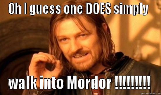 OH I GUESS ONE DOES SIMPLY  WALK INTO MORDOR !!!!!!!!! Boromir