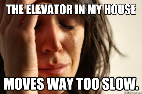 The elevator in my house moves way too slow.  First World Problems