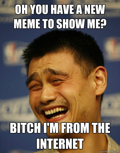 Oh you have a new meme to show me? Bitch I'm from the internet - Oh you have a new meme to show me? Bitch I'm from the internet  Yao Ming Nobody cares