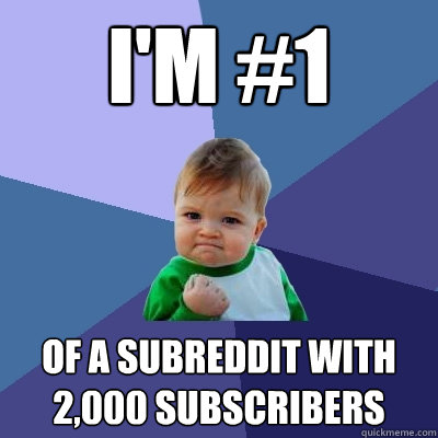 I'm #1 OF a subreddit with 2,000 subscribers   Success Kid
