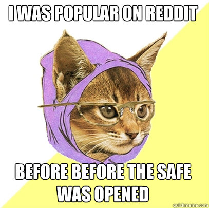 I was popular on Reddit Before before the safe was opened  Hipster Kitty
