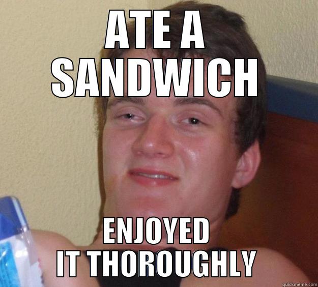 ATE A SANDWICH ENJOYED IT THOROUGHLY 10 Guy