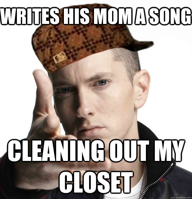 Writes his mom a song cleaning out my closet  