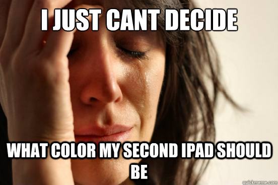 I just CANT DECIDE WHAT COLOR MY SECOND iPAD SHOULD BE  First World Problems