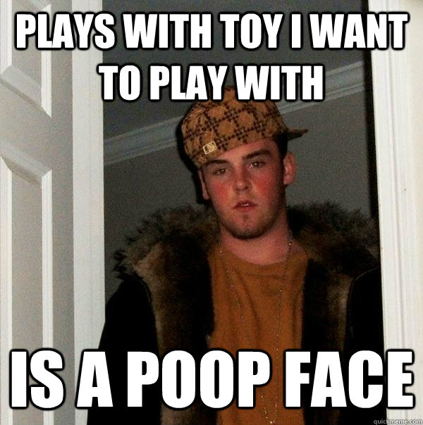 plays with toy i want to play with is a poop face - plays with toy i want to play with is a poop face  Scumbag Steve