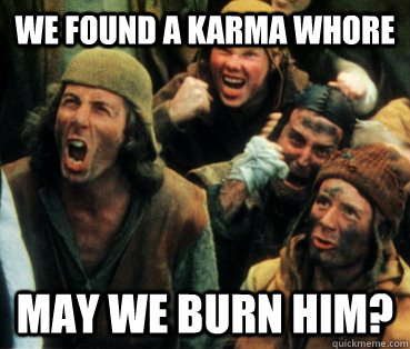 We found a karma whore may we burn him? - We found a karma whore may we burn him?  we found a