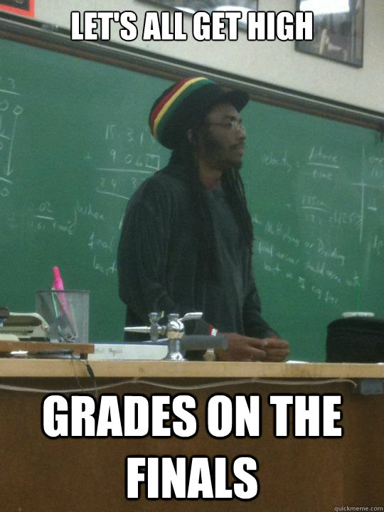 Let's all get high Grades on the finals  Rasta Teacher