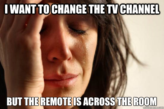 I want to change the TV channel  But the remote is across the room   First World Problems